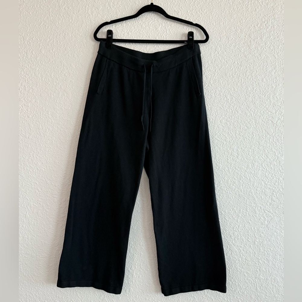 GAP CashSoft Wide Leg Sweater Pants, Black, Petite Medium